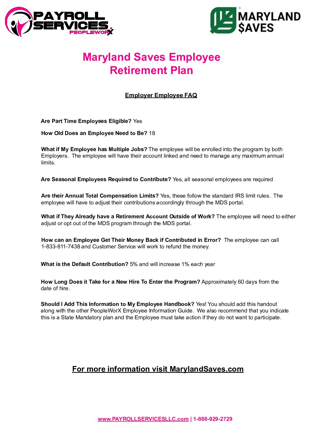 Maryland Saves Employee Retirement Plan