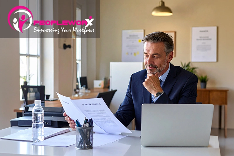 HR leader reviewing onboarding documents