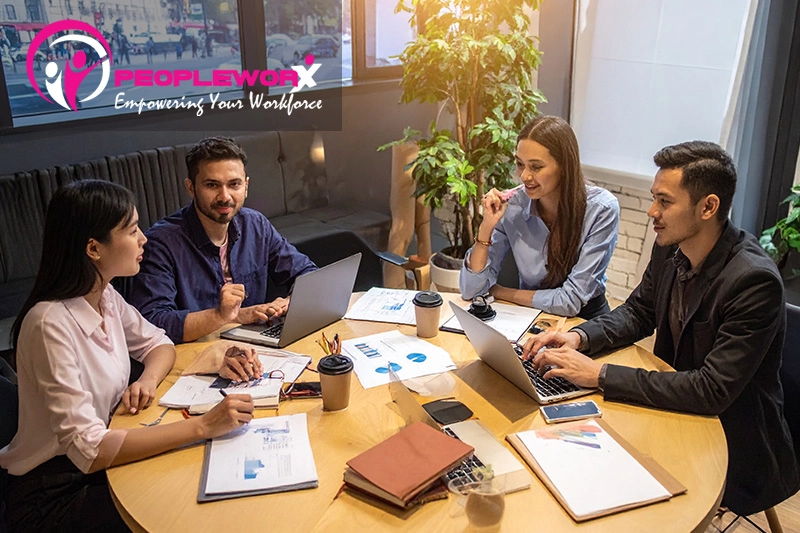 Small business team in a collaborative discussion or strategy session