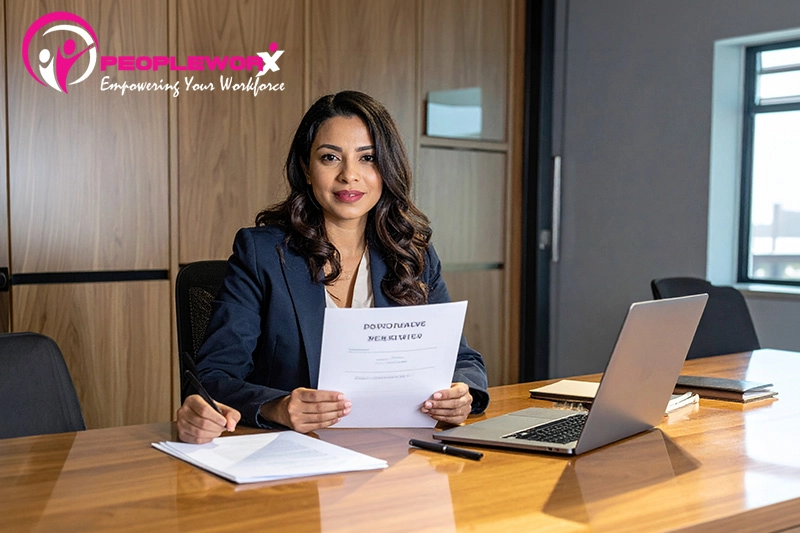 Manager preparing notes for an employee performance review meeting